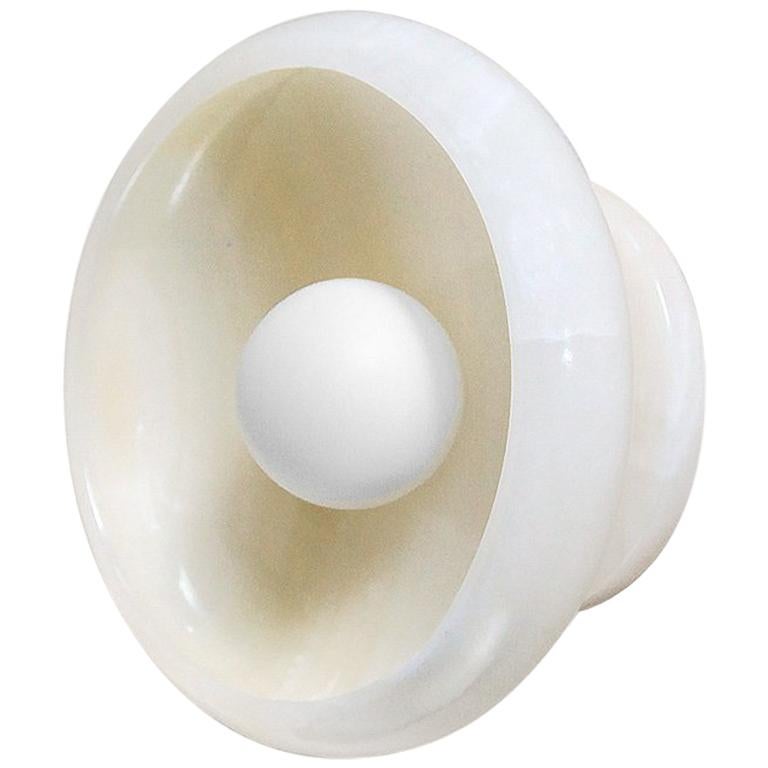 Sconce in Hand Carved Milk Onyx, Piedra Lighting Collection For Sale