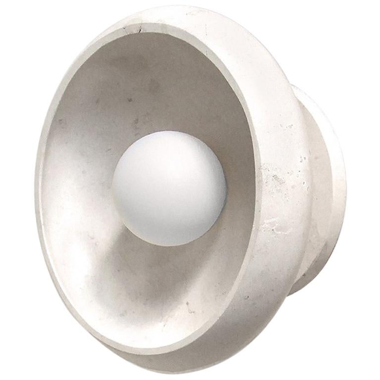 Sconce in Hand Carved Travertine Marble, Piedra Lighting Collection For Sale