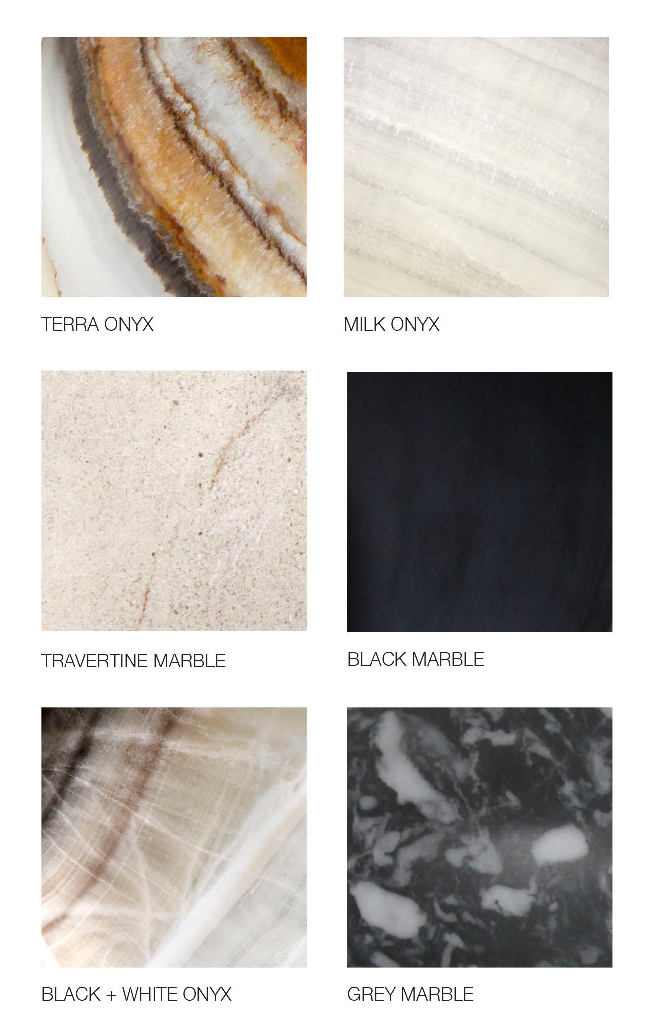 Onice Semiflash in Terra Onyx intagliato a mano, collezione Piedra Lighting in vendita