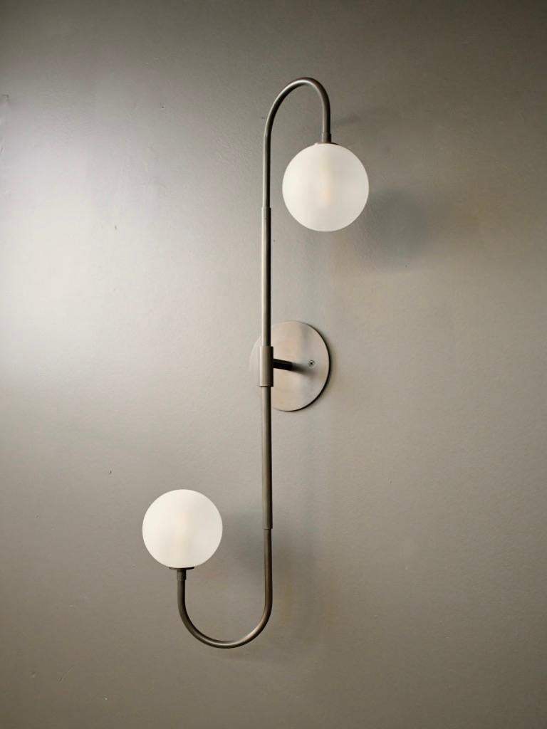 Modern Piega Wall Lamp or Flushmount in Oil-Rubbed Bronze & Glass by Blueprint Lighting For Sale