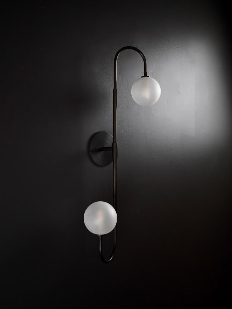 Contemporary Piega Wall Lamp or Flushmount in Oil-Rubbed Bronze & Glass by Blueprint Lighting For Sale