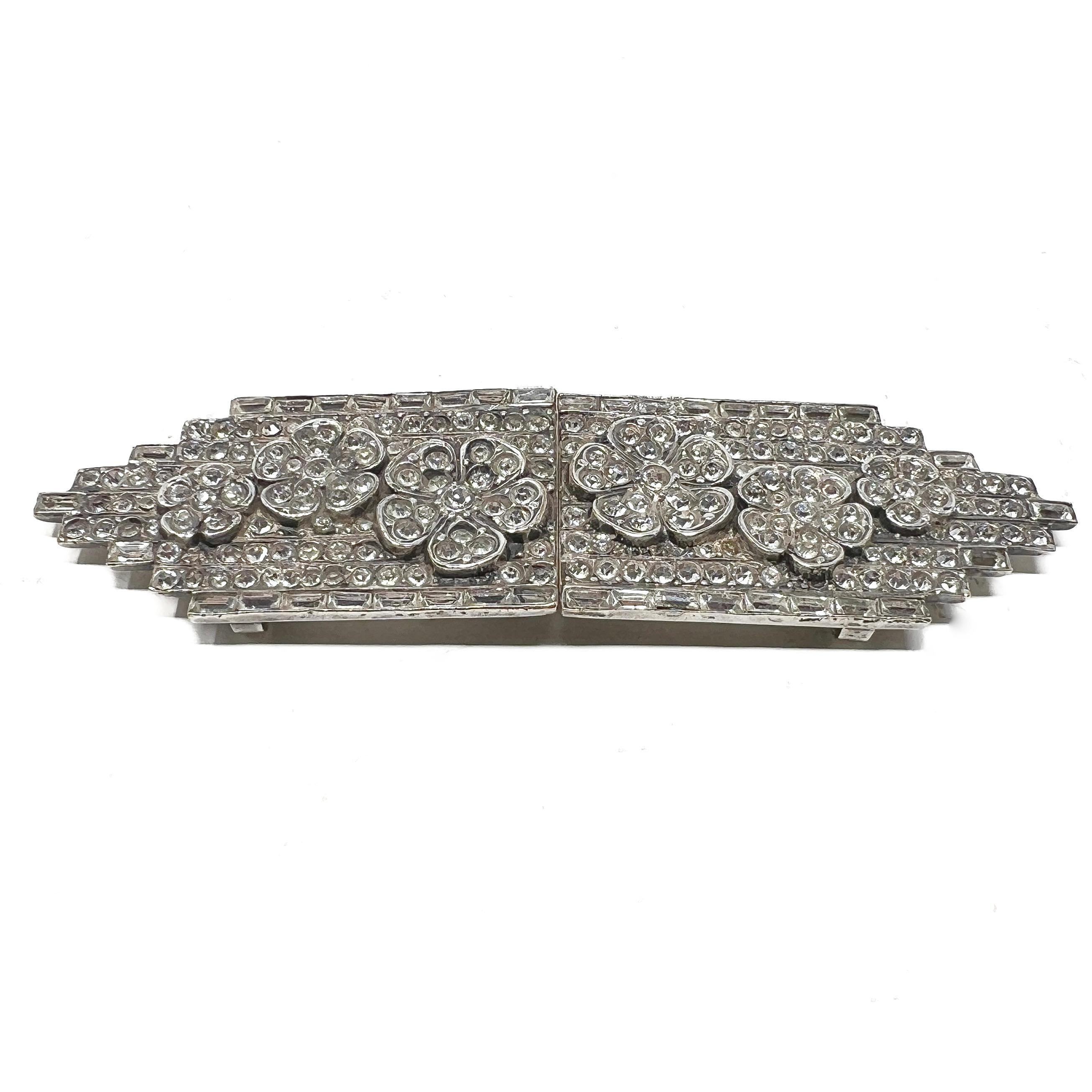 Piel Frères Art Deco c.1920 Vintage Paste Floral Design Buckle In Good Condition For Sale In Skelmersdale, GB