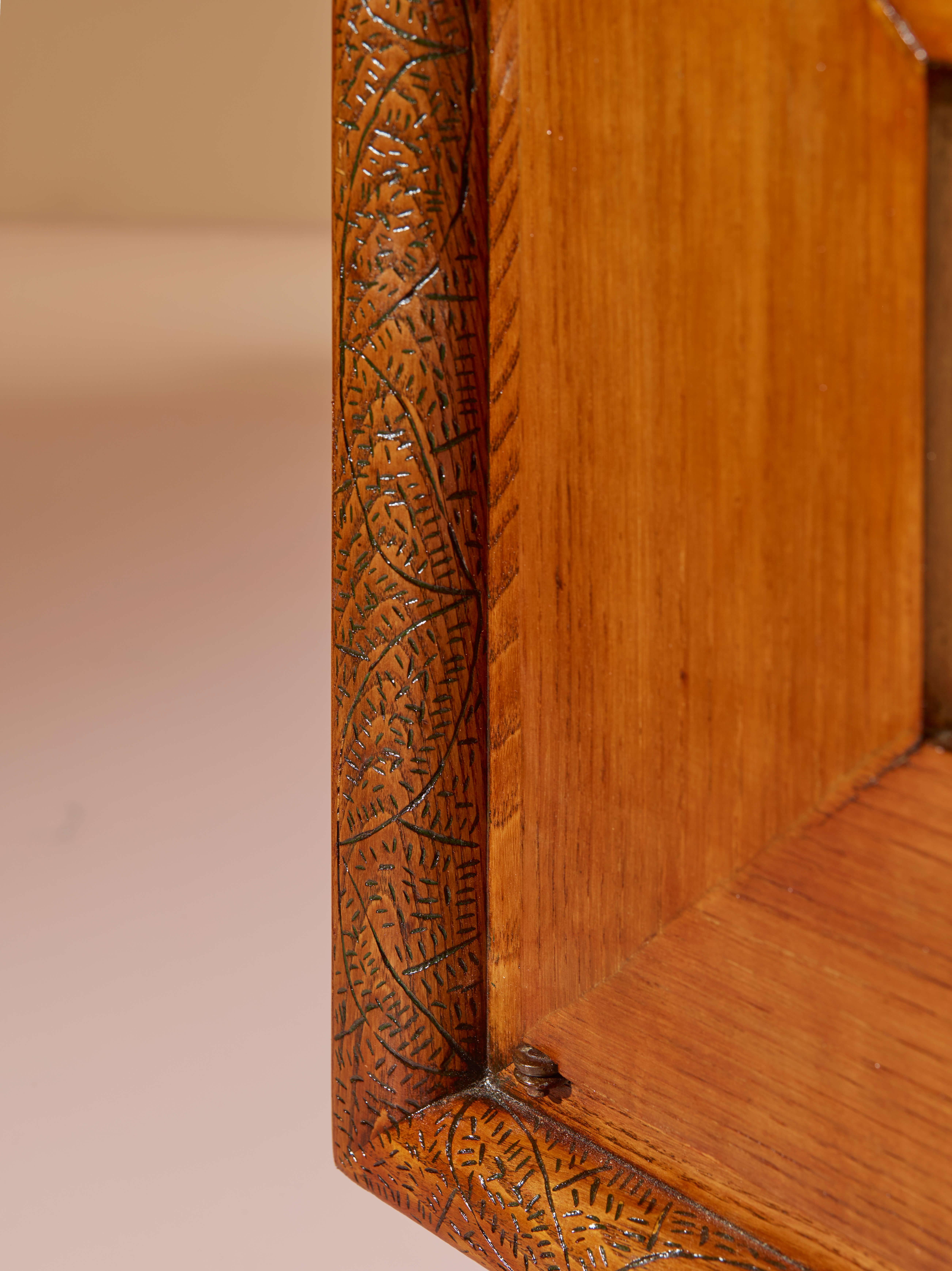 Pieluigi Colli carved oak sideboard with mirrored inserts, Italy, 1940s For Sale 5