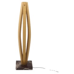 Floor LED Wood Lamp Reused Etna wine-aging Oak Rosso Marble Base hand Made Italy