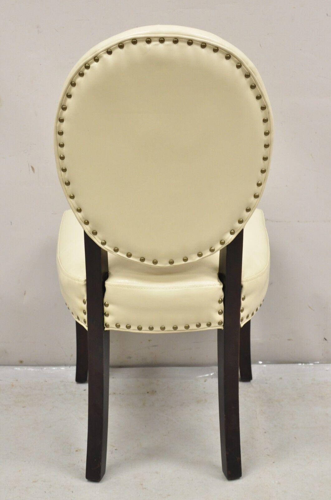 Pier 1 Imports Cadence Ivory Nailhead Oval Back Dining Chairs - Set of 6 In Good Condition For Sale In Philadelphia, PA