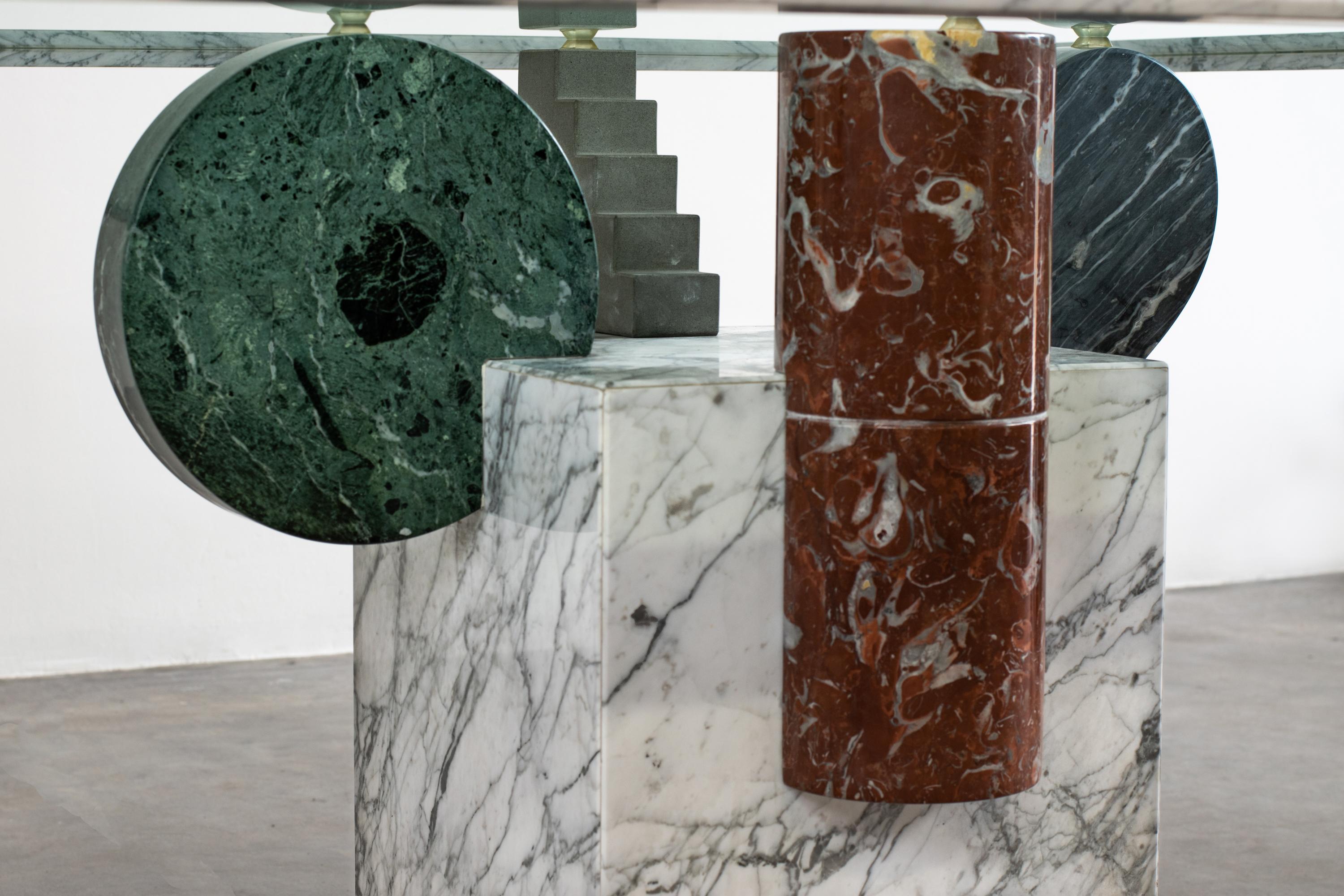 Italian Pier Alessandro Giusti and Egidio Di Rosa Brugiana Square Table by Up&Up 1980s For Sale