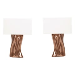 Pier Amorph Doris Table Lamp, Set of 2, Bronze Finish, Ivory Silk Shade