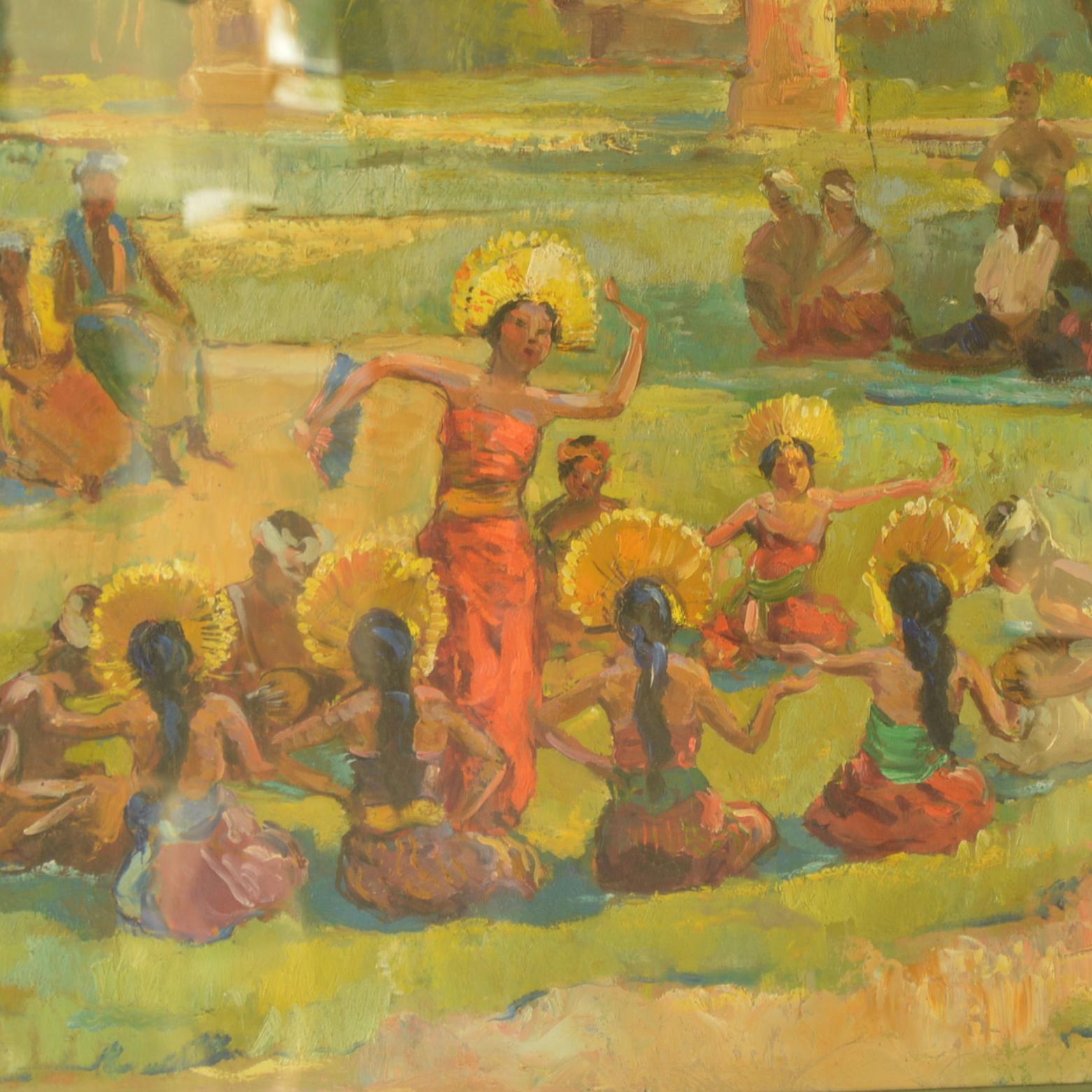 Pier Antonio Gariazzo (1879-1963)
Painting Balinese dance.
Signed and dated 1938 lower right.
Oil on panel.
 