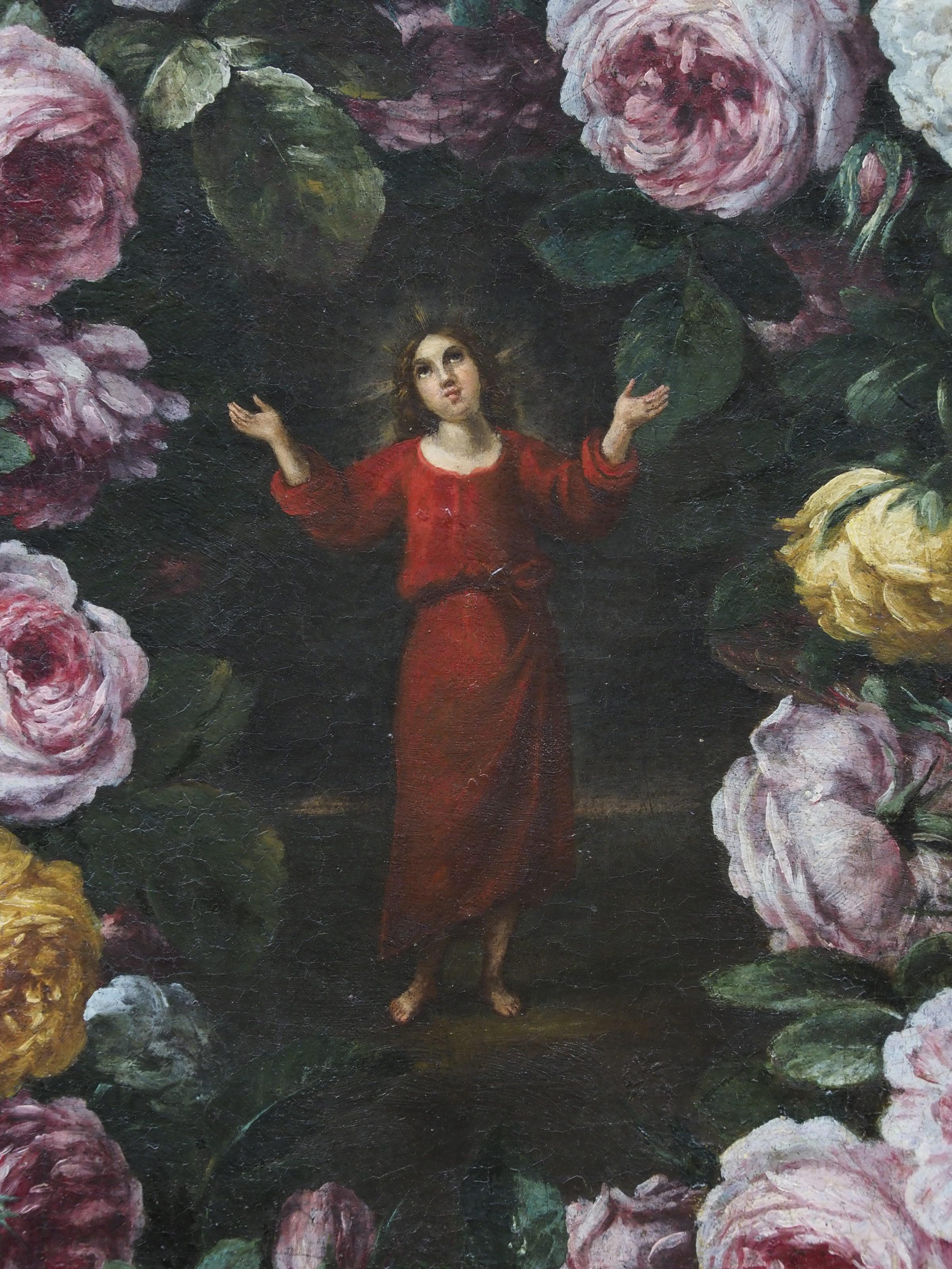Pier Francesco Cittadini (attr.), Ghirlanda di Fiori con Gesù Fanciullo 1