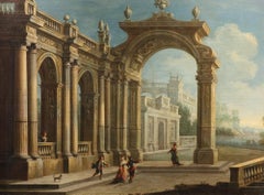 Architectural Capriccio Paint Garola 17/18th Century Oil on canvas Old master