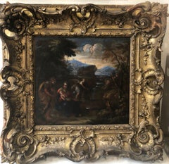 17th Century Old Master Religious Oil painting - Rest on the Flight into Egypt