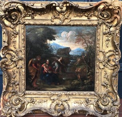 17th Century Old Master Religious Oil painting - Rest on the Flight into Egypt