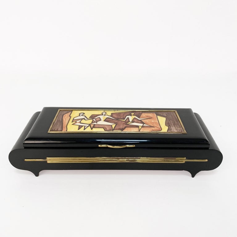 Pier Giovanni Urbino, Decorated Ceramic Jewelry Box, Carillon, Italy, 1960s  at 1stDibs | urbino box, pier one jewelry box