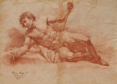 Pier Leone Ghezzi (1674-1755) Nudo antico in gesso rosso + cornice (Ex-Rothschild)