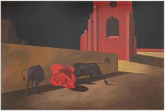 La Défiance - Peinture à l'huile de Pier Luigi Cesarini - années 1980