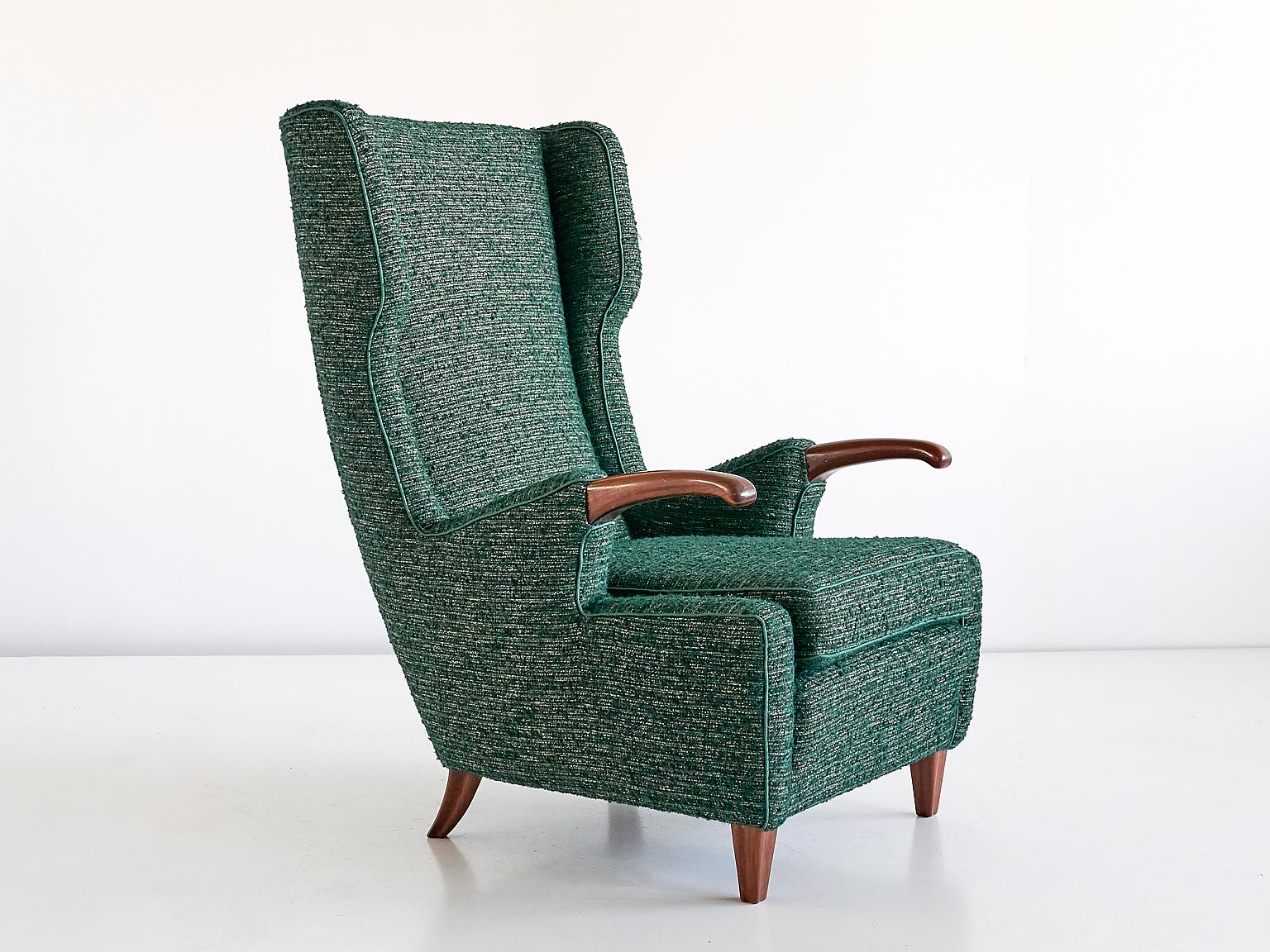 Fauteuil Pier Luigi Colli en tissu vert Pierre Frey, Italie, 1947 5