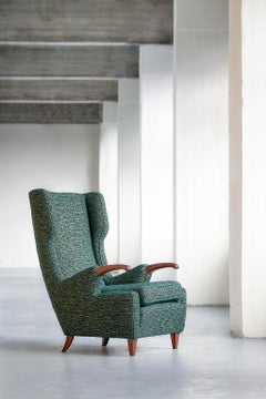 Pier Luigi Colli Armchair in Green Pierre Frey Fabric, Italy, 1947
