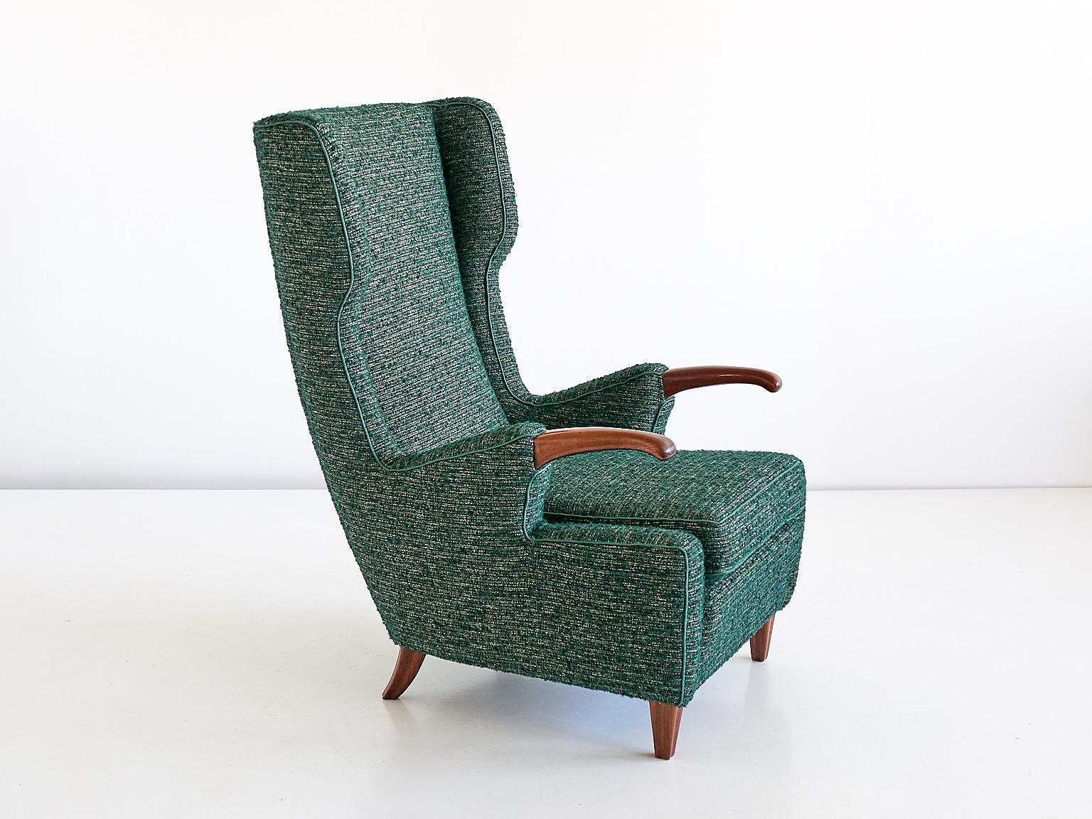 Pier Luigi Colli Armchair in Green Pierre Frey Fabric, Italy, 1947 In Good Condition In The Hague, NL