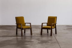 Pier Luigi Colli Armchairs, Mustard Velvet, Italy, 1940, Set of 2