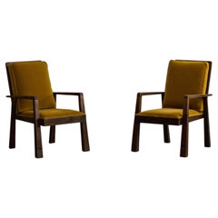 Pier Luigi Colli Armchairs, Mustard Velvet, Italy, 1940, Set of 2