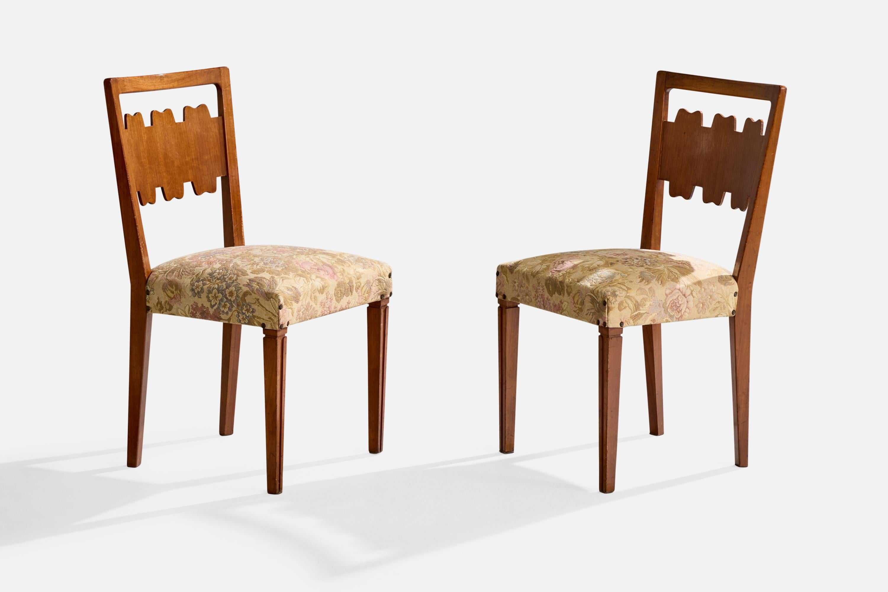 Pier Luigi Colli, Sillas de comedor, Nogal, Tela, Italia, Años 50 Moderno de mediados de siglo en venta