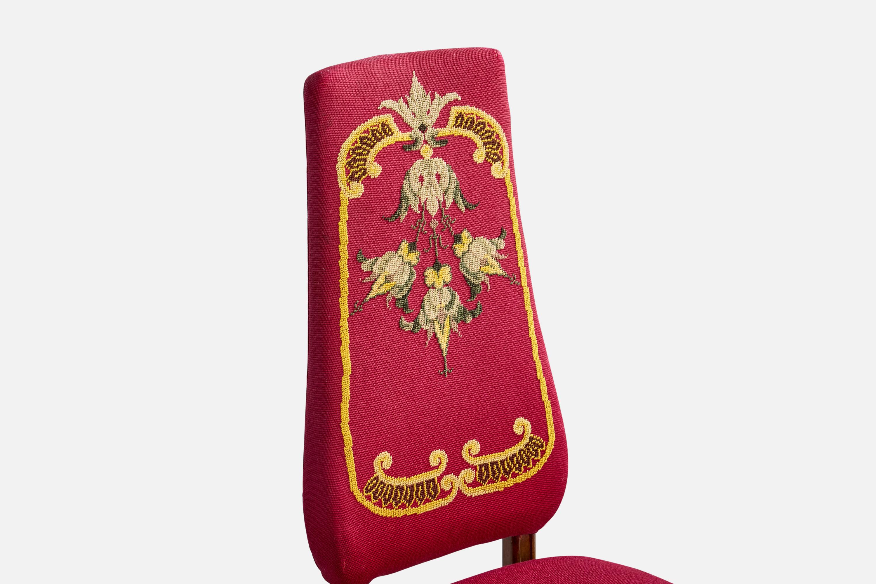 Pier Luigi Colli, chaises de salle à manger, Wood, tissu, Italie, années 1950 en vente 3