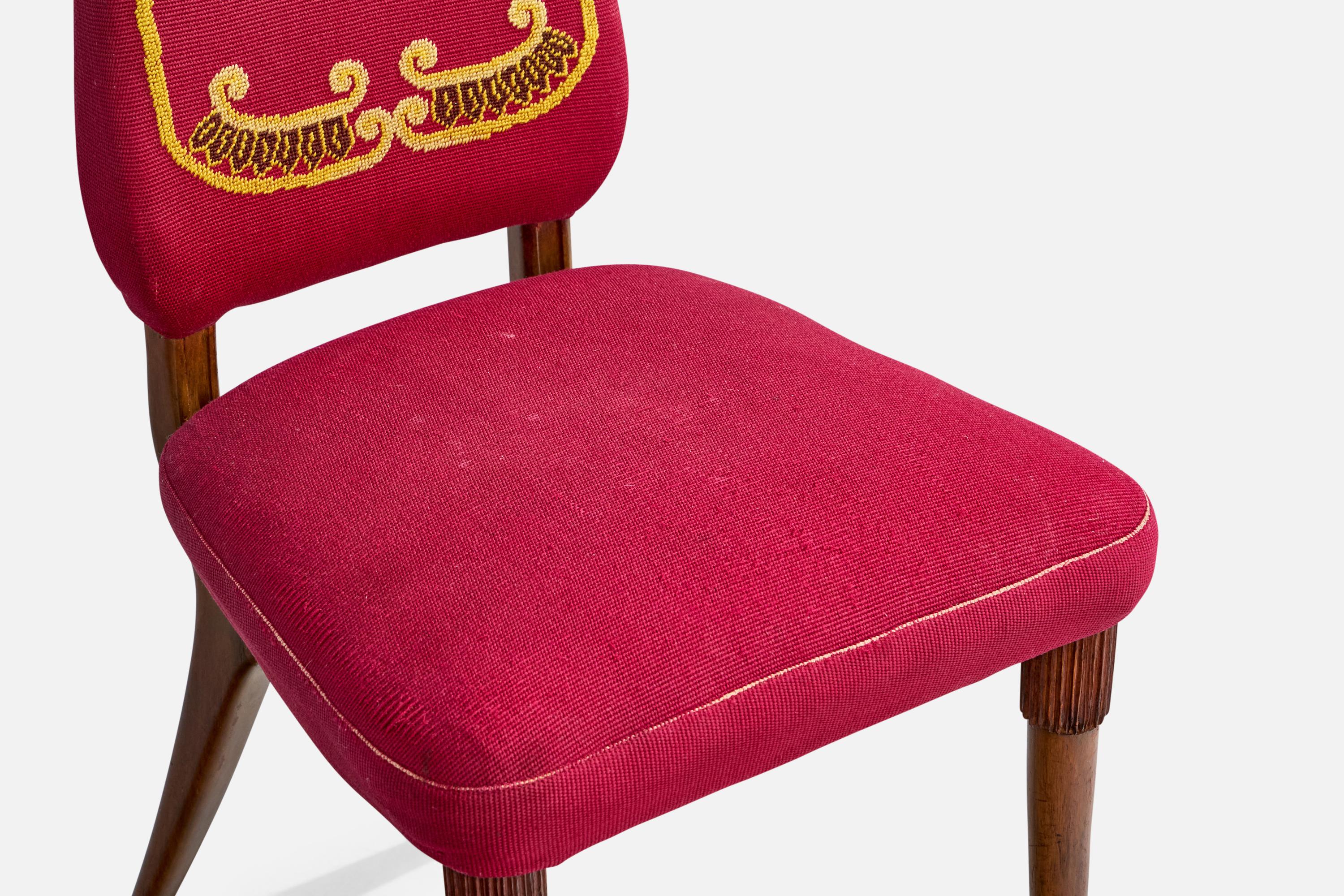 Pier Luigi Colli, chaises de salle à manger, Wood, tissu, Italie, années 1950 en vente 5
