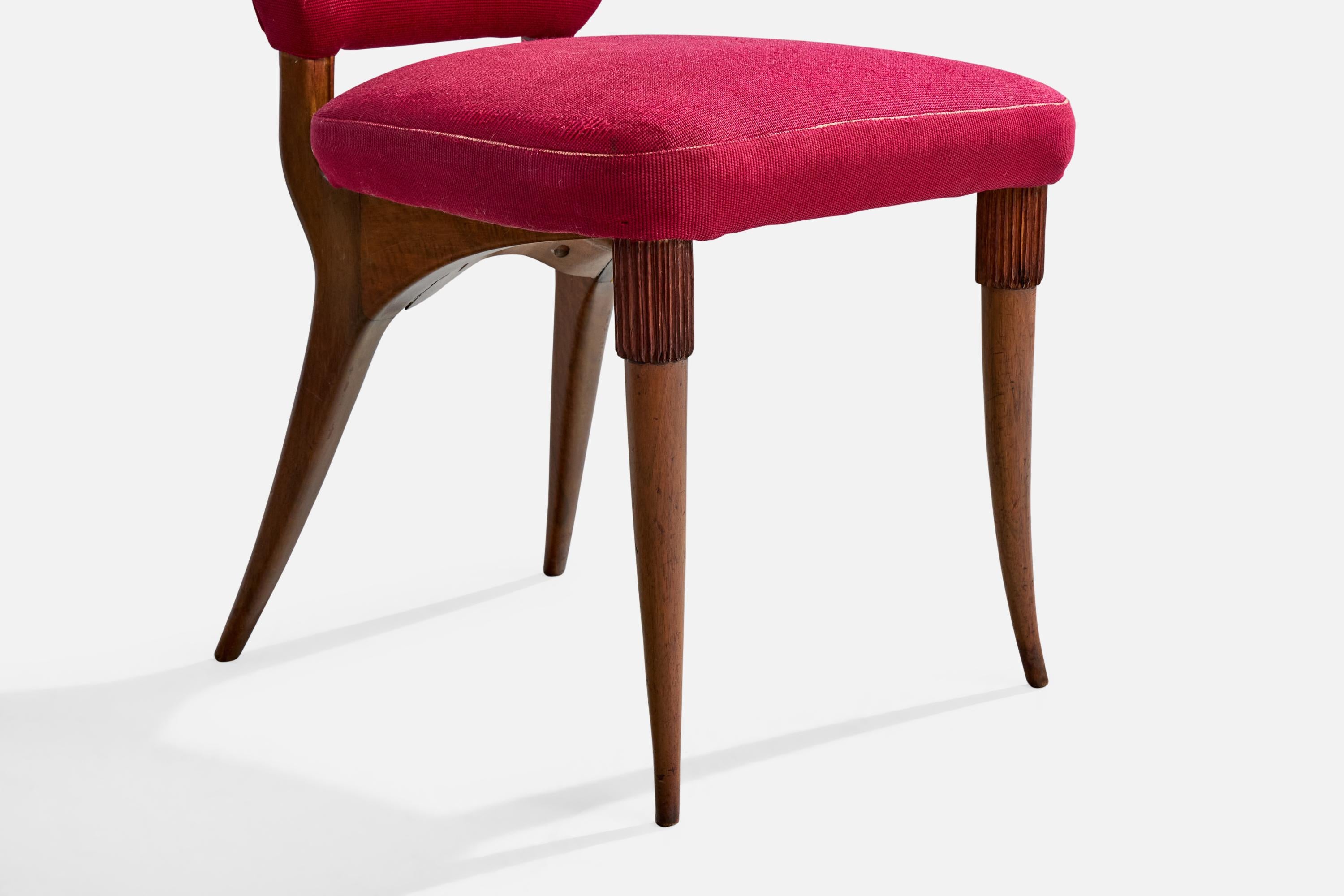 Pier Luigi Colli, chaises de salle à manger, Wood, tissu, Italie, années 1950 en vente 6