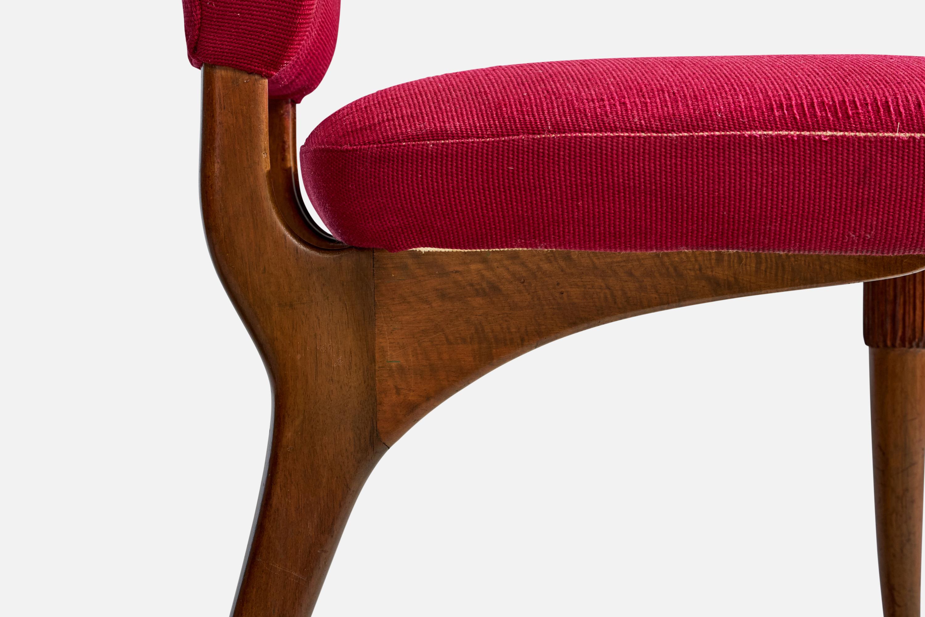 Pier Luigi Colli, chaises de salle à manger, Wood, tissu, Italie, années 1950 en vente 7