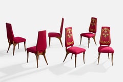 Pier Luigi Colli, chaises de salle à manger, Wood, tissu, Italie, années 1950