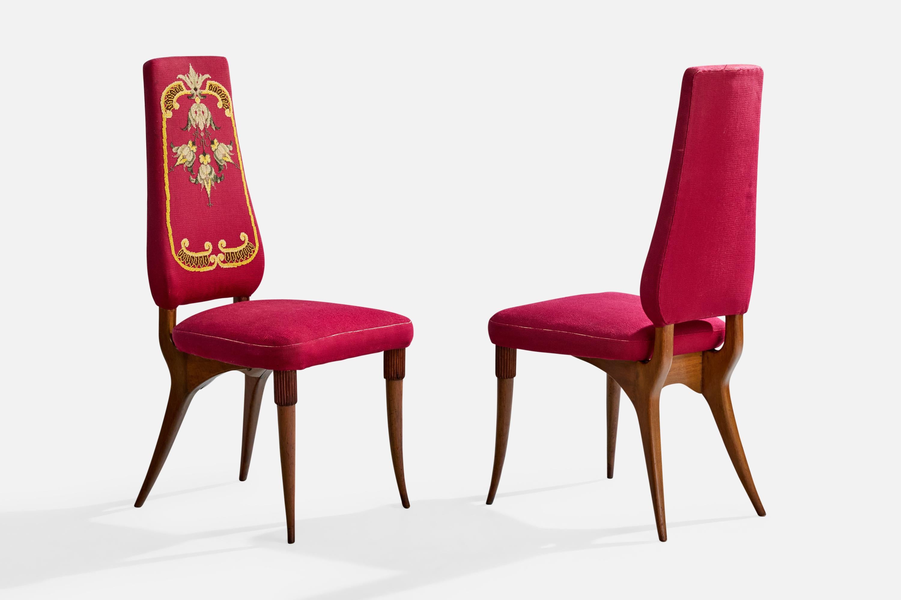 italien Pier Luigi Colli, chaises de salle à manger, Wood, tissu, Italie, années 1950 en vente