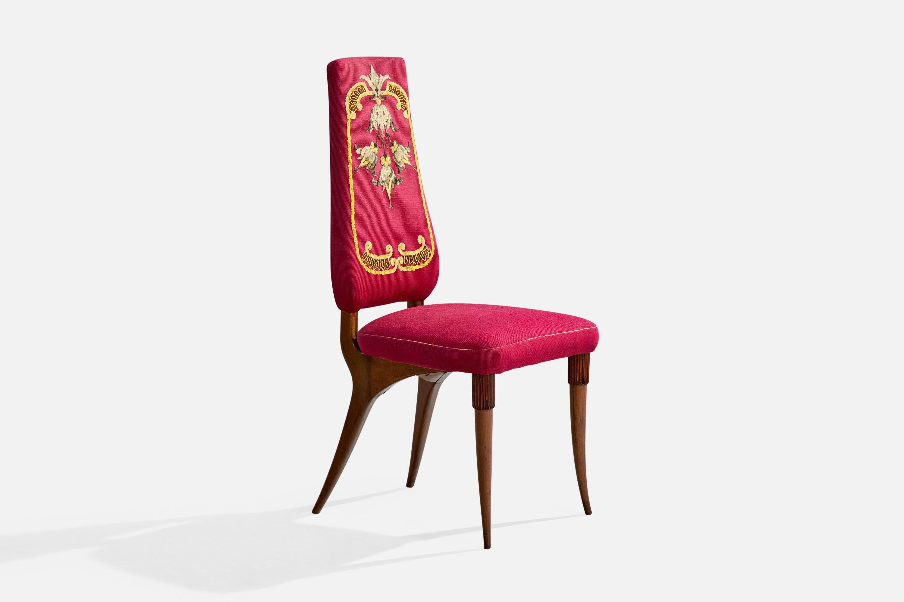 Milieu du XXe siècle Pier Luigi Colli, chaises de salle à manger, Wood, tissu, Italie, années 1950 en vente