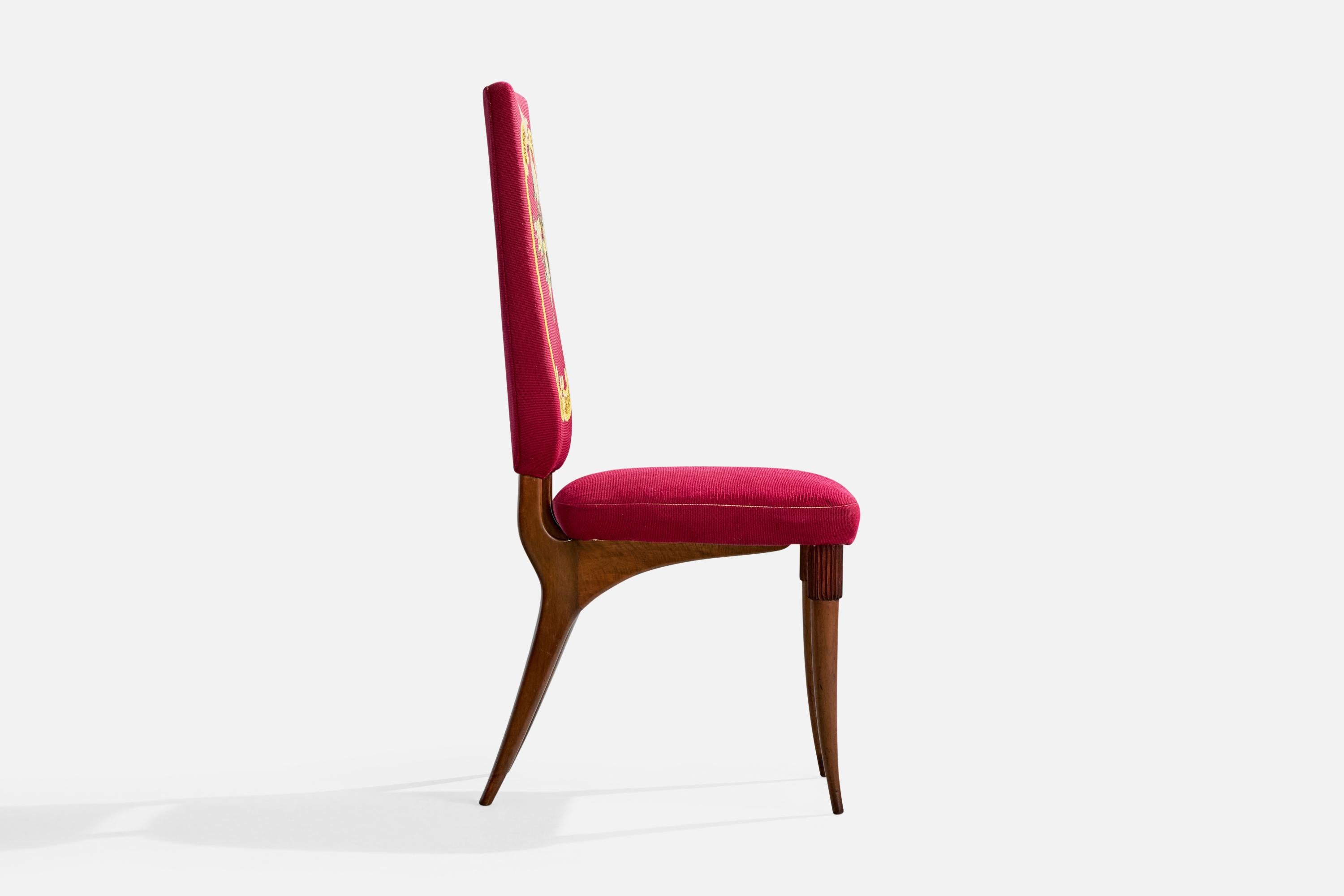 Pier Luigi Colli, chaises de salle à manger, Wood, tissu, Italie, années 1950 en vente 1