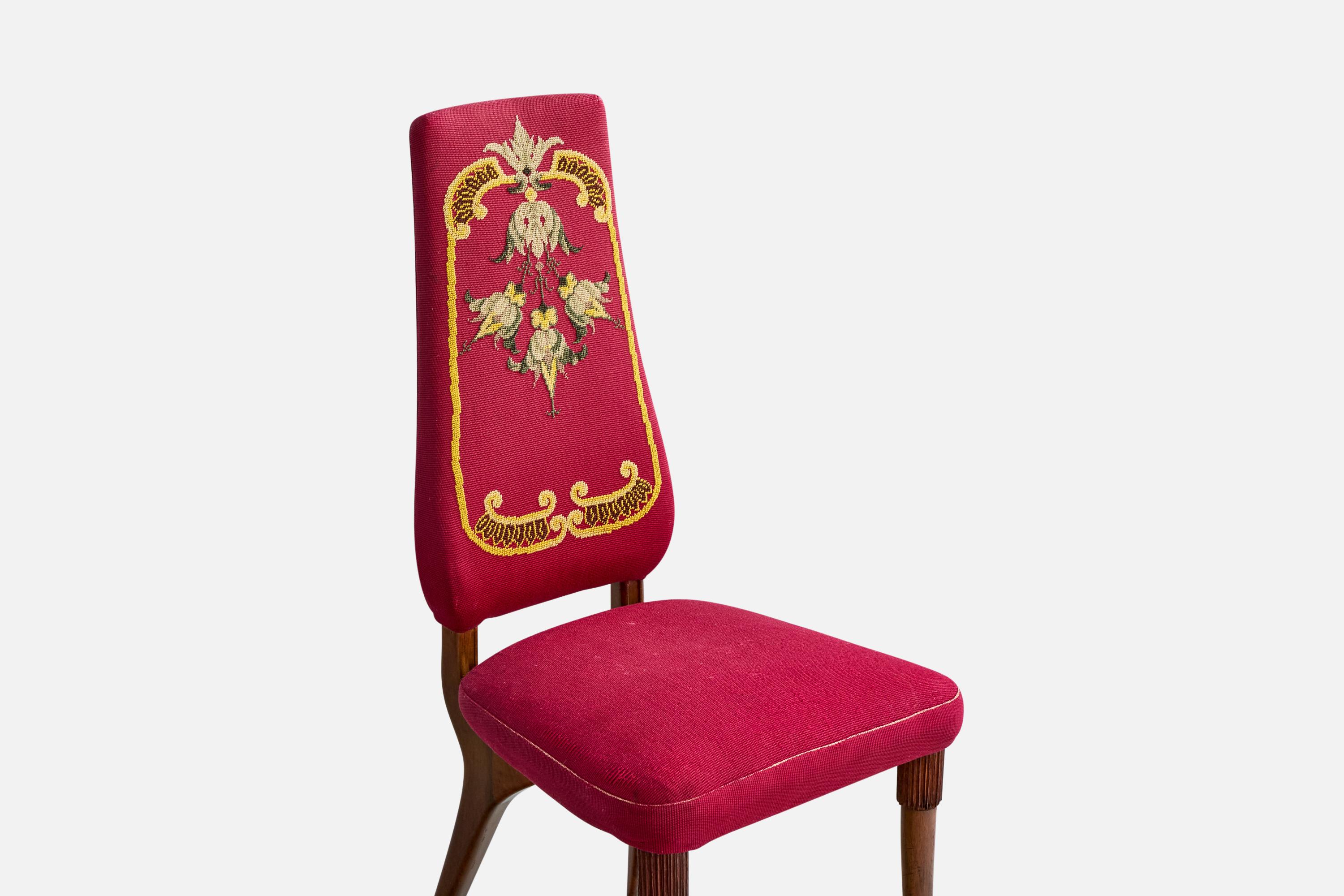 Pier Luigi Colli, chaises de salle à manger, Wood, tissu, Italie, années 1950 en vente 2