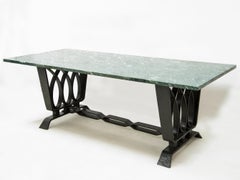 Pier Luigi Colli, Dining Table in Travertine and Wrought Iron, circa 1925