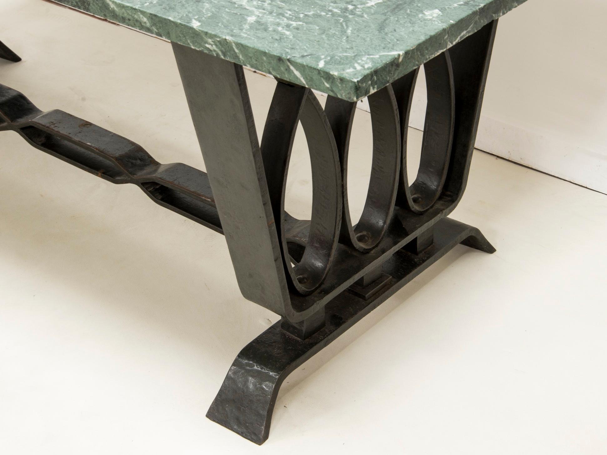 Pier Luigi Colli, Dining Table in Travertine and Wrought Iron, circa 1925 In Excellent Condition For Sale In Paris, FR