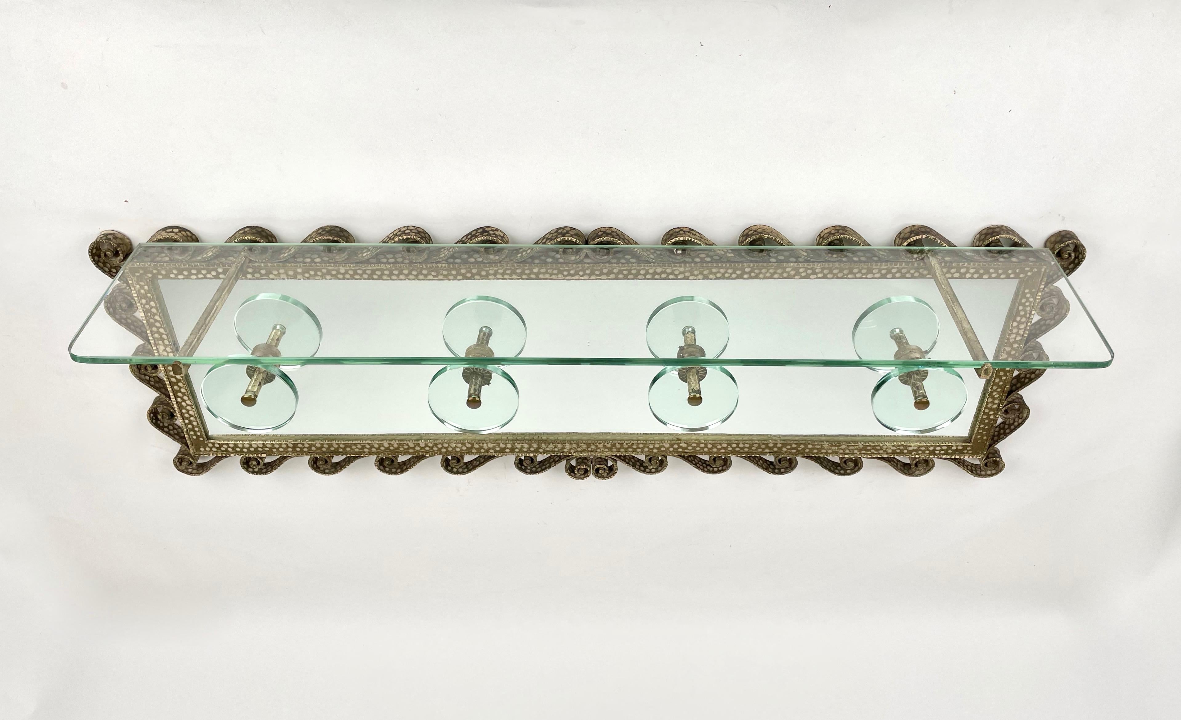 Garderobenständer aus Eisen und Spiegelglas, Italien, 1950er Jahre, von Luigi Colli für Cristal (Moderne der Mitte des Jahrhunderts) im Angebot