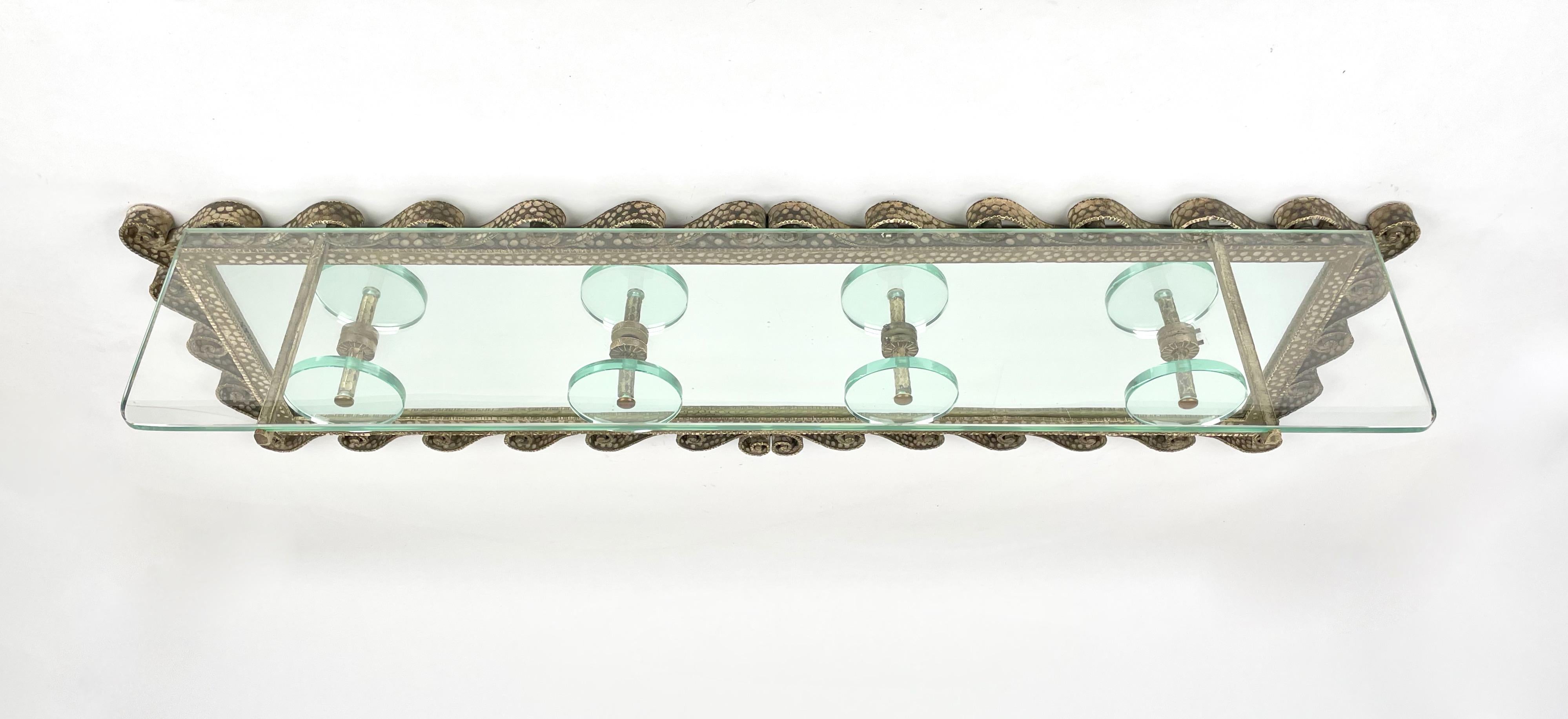 Mid-Century Modern Pier Luigi Colli for Cristal Art Coat Rack Stand Iron Mirror Glass Italy 1950s For Sale