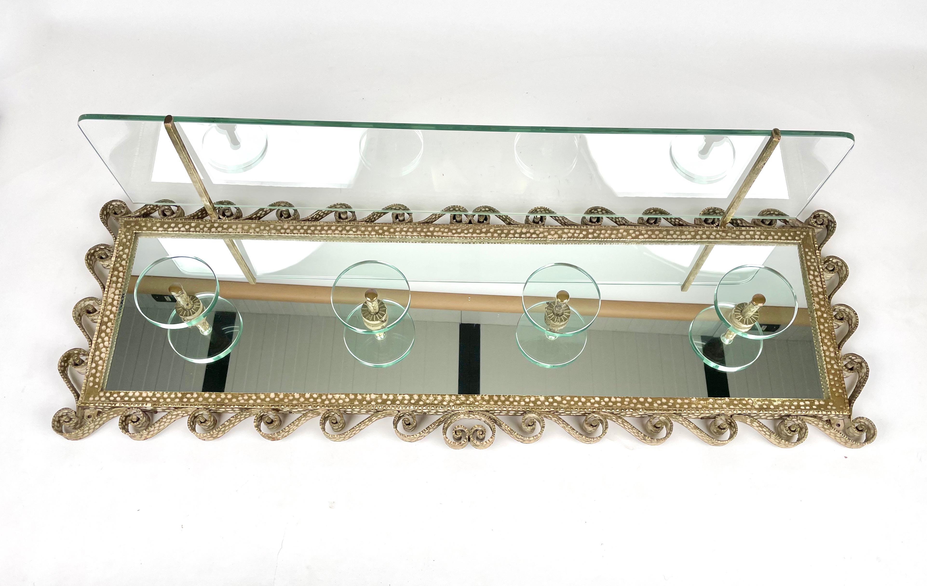 Pier Luigi Colli for Cristal Art Coat Rack Stand Iron Mirror Glass Italy 1950s In Good Condition For Sale In Rome, IT