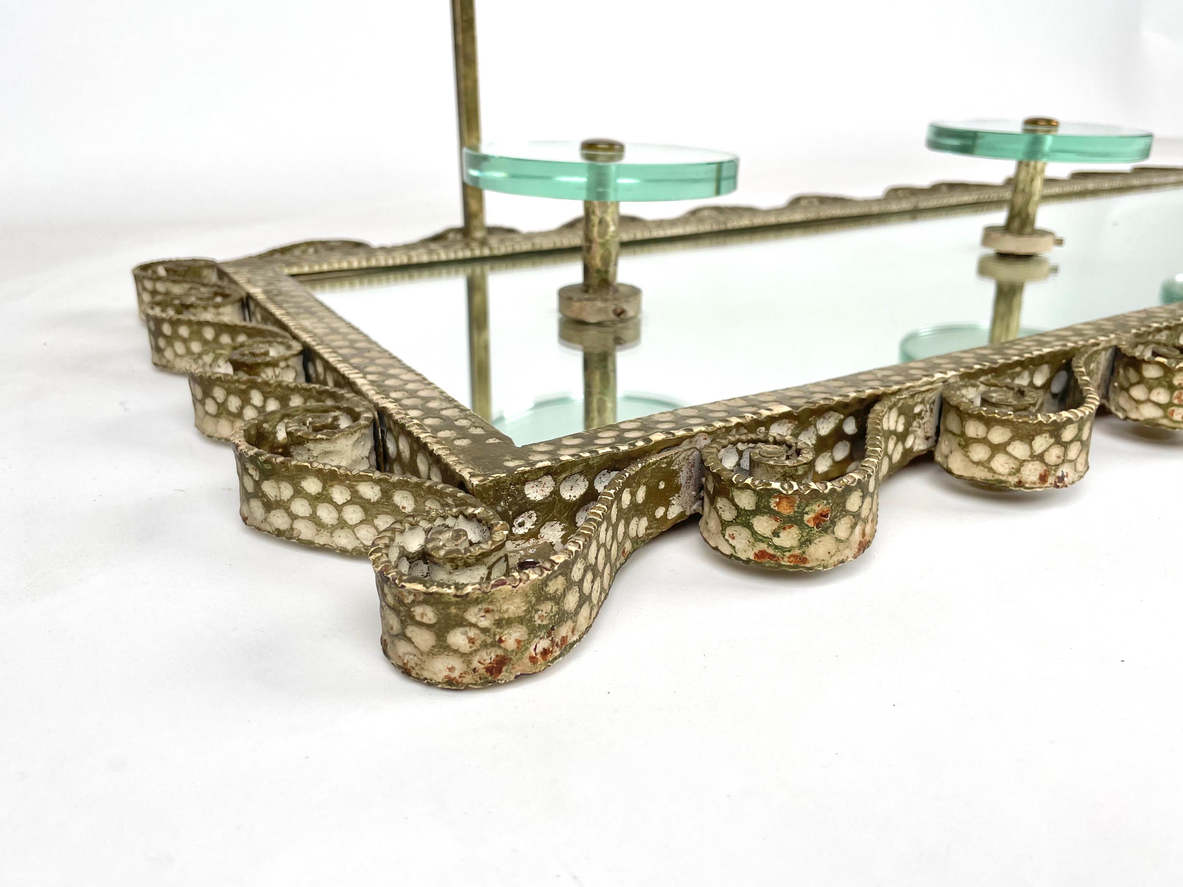 Pier Luigi Colli for Cristal Art Coat Rack Stand Iron Mirror Glass Italy 1950s For Sale 1