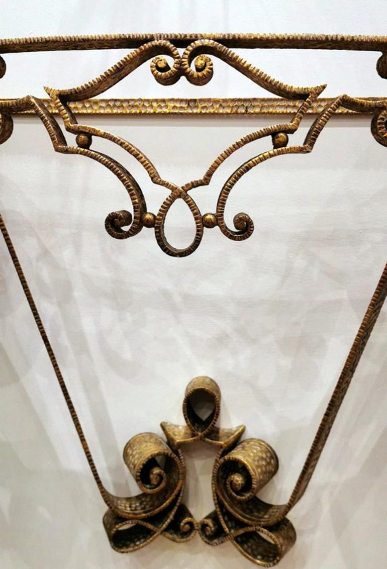 Pier Luigi Colli Gilded Wrought Iron and Crystal Console Table In Excellent Condition In Prato, Tuscany