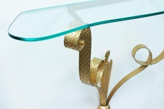 Pier Luigi Colli Gilt Wrought Iron Console Gilt Wrought Iron Console with Glass