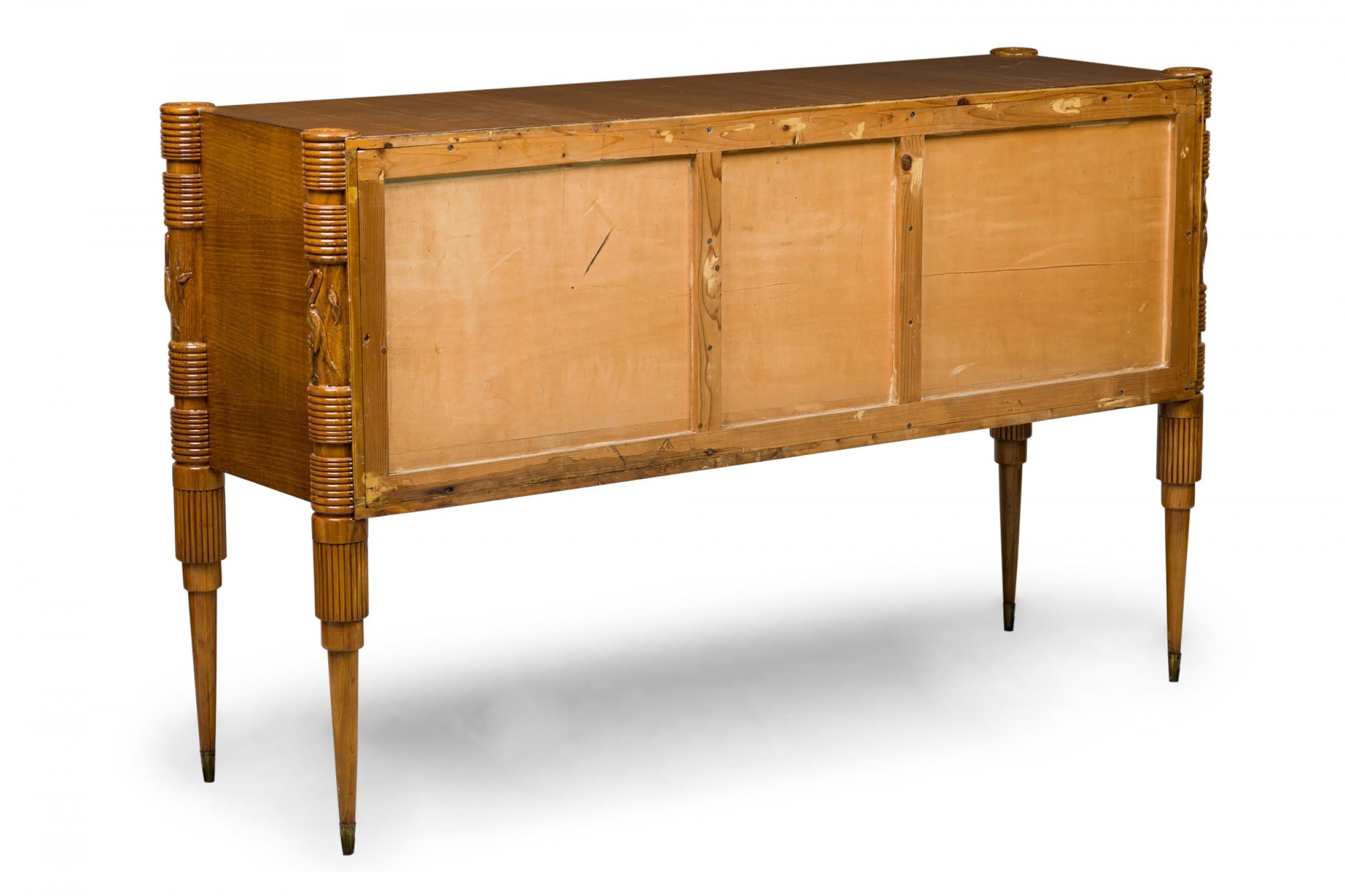Pier Luigi Colli Italian Burled Birch and Carved Bird Design Sideboard In Good Condition For Sale In New York, NY