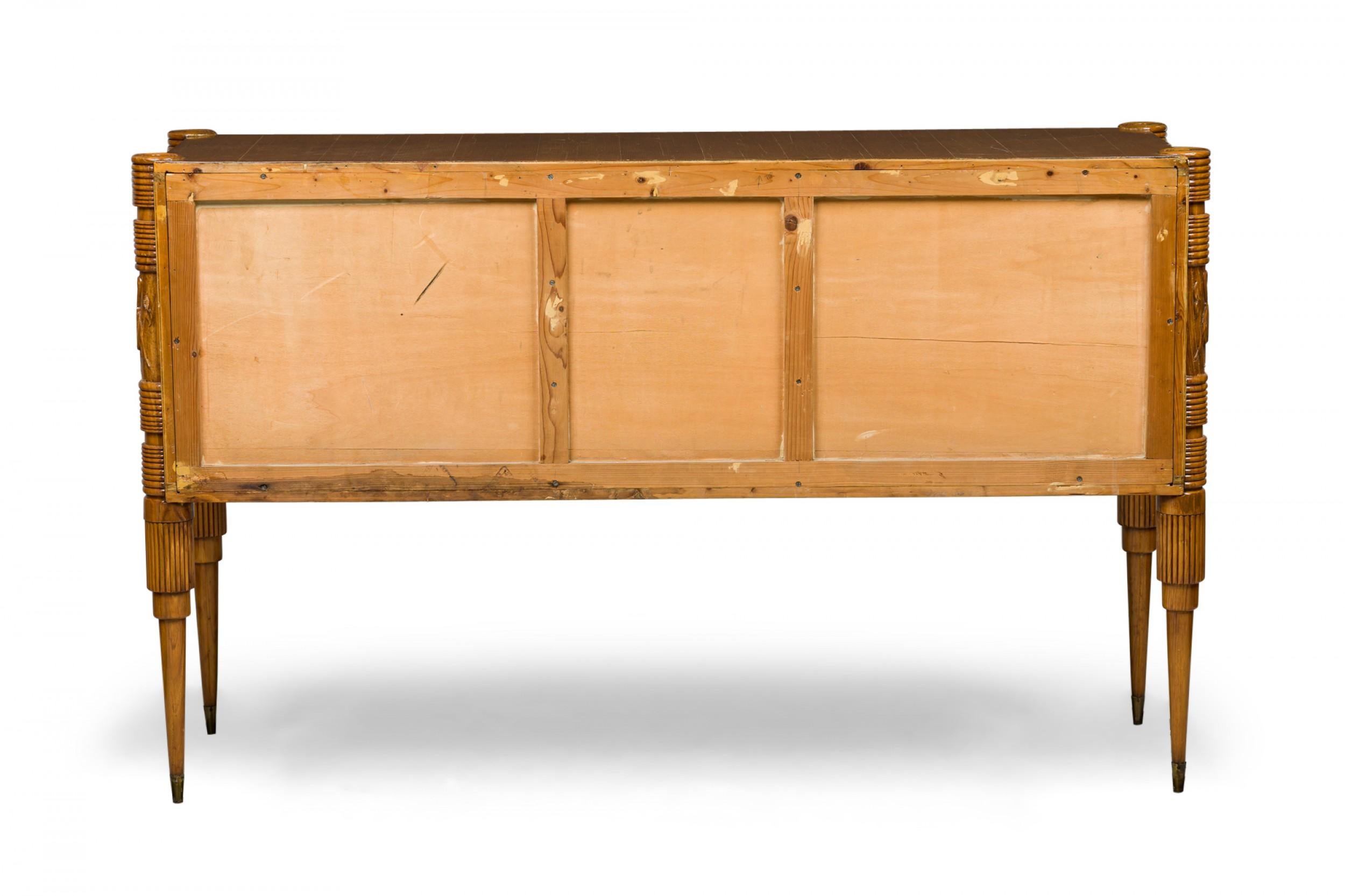 20th Century Pier Luigi Colli Italian Burled Birch and Carved Bird Design Sideboard For Sale