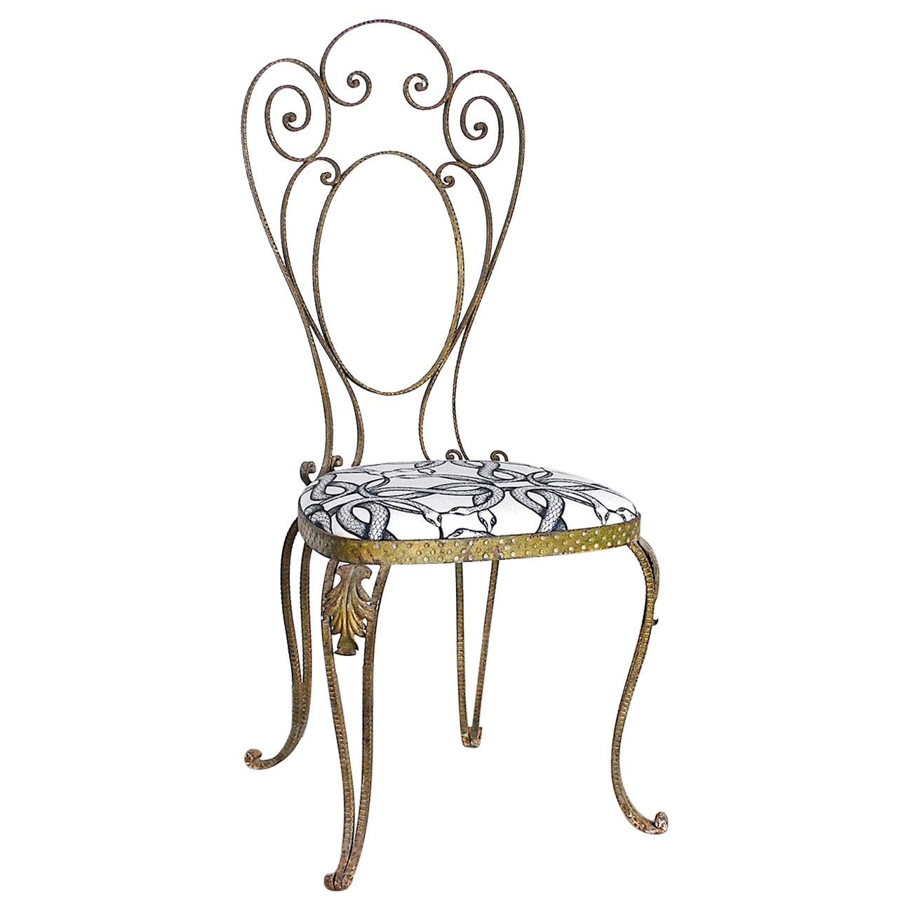 Pier Luigi Colli Italian Mid Century Hammered Brass Chair, 60's