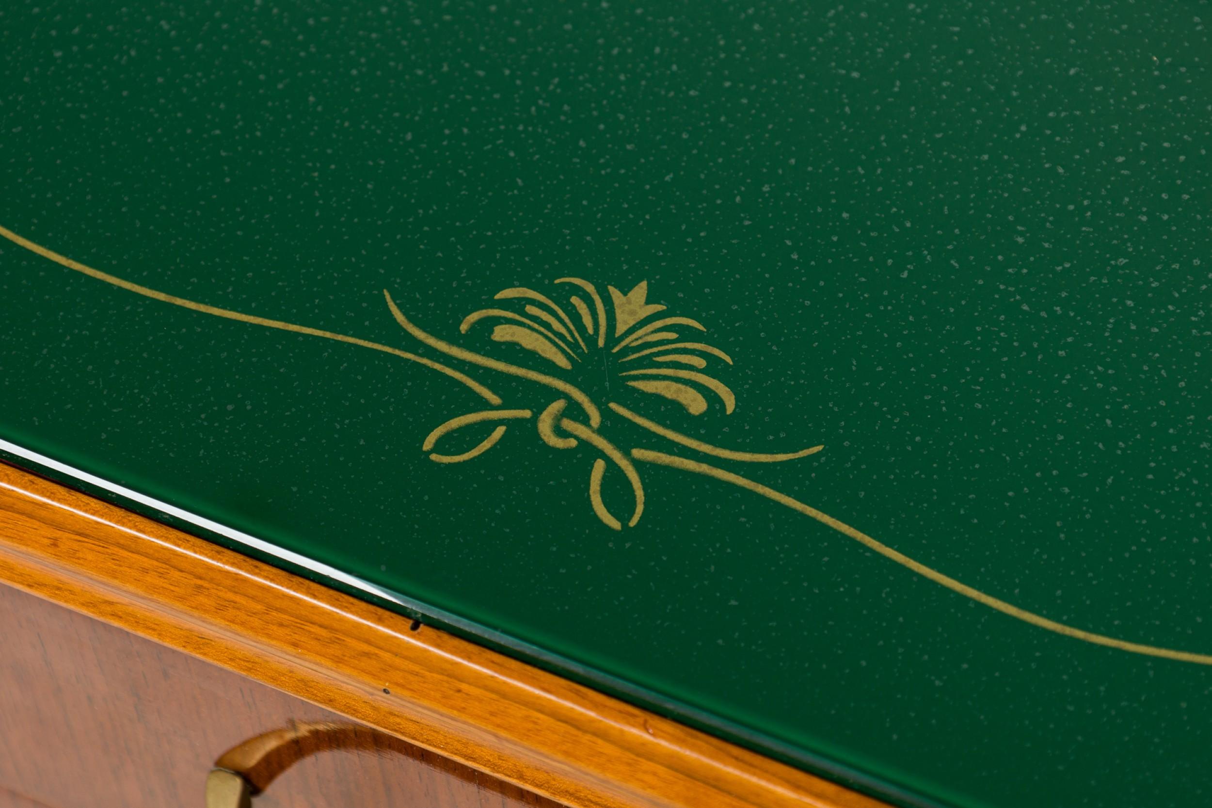 Buffet / Consolle in legno e vetro verde di Pier Luigi Colli, metà del secolo scorso in vendita 9