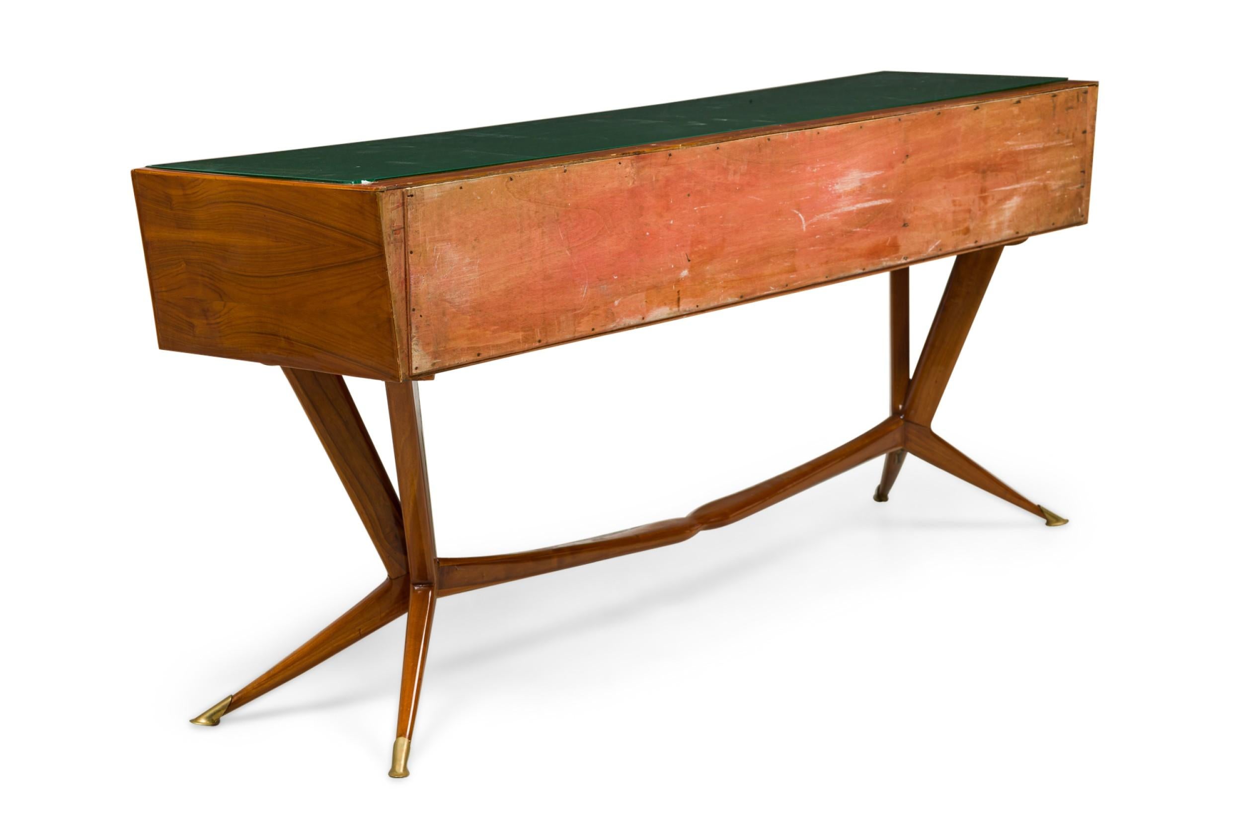 Pier Luigi Colli Italian Mid-Century Wood and Green Glass Buffet / Console In Good Condition For Sale In New York, NY