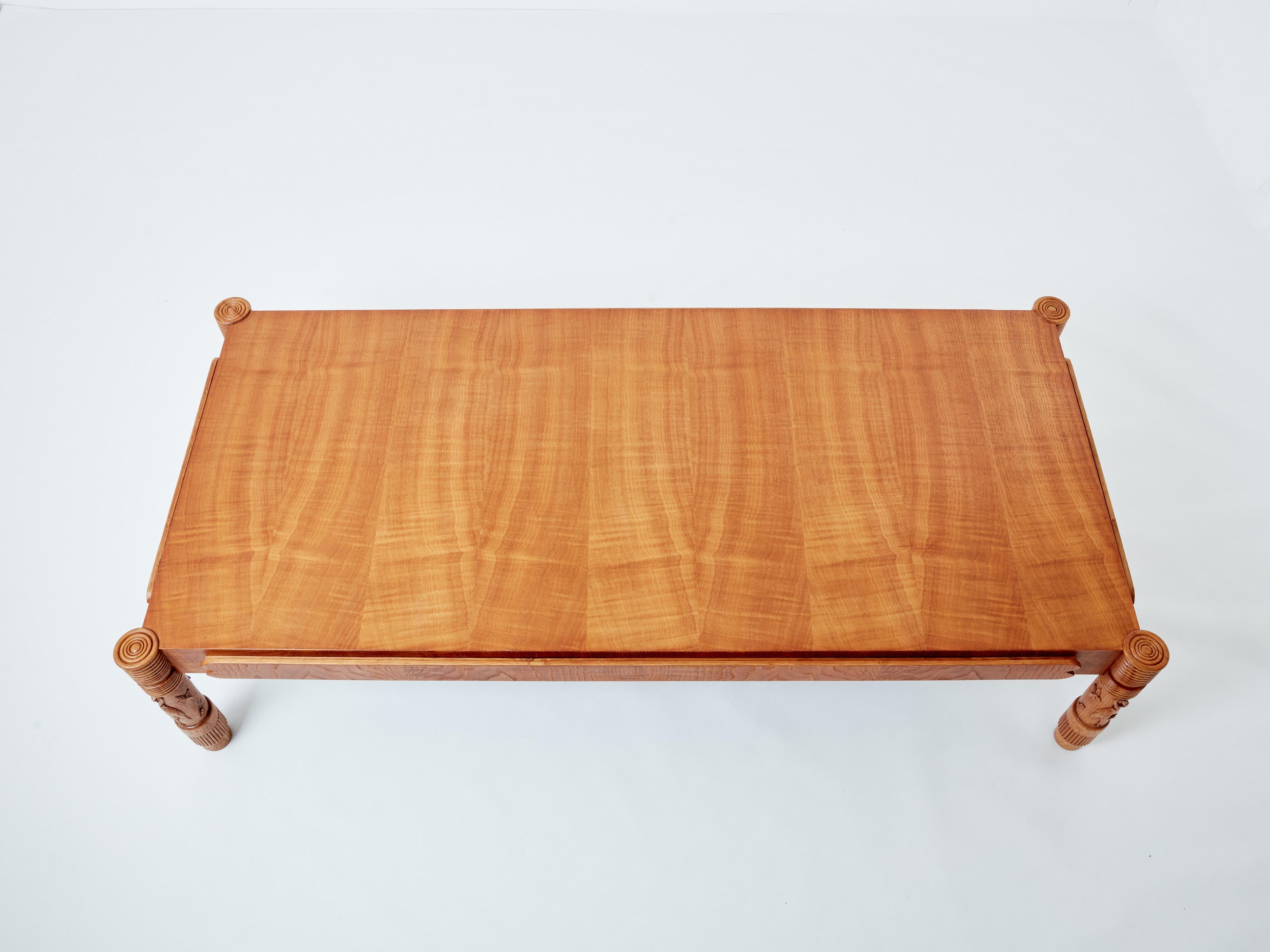 Pier luigi Colli large carved ashwood coffee table 1950  For Sale 4