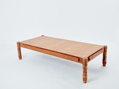 Pier luigi Colli large carved ashwood coffee table 1950
