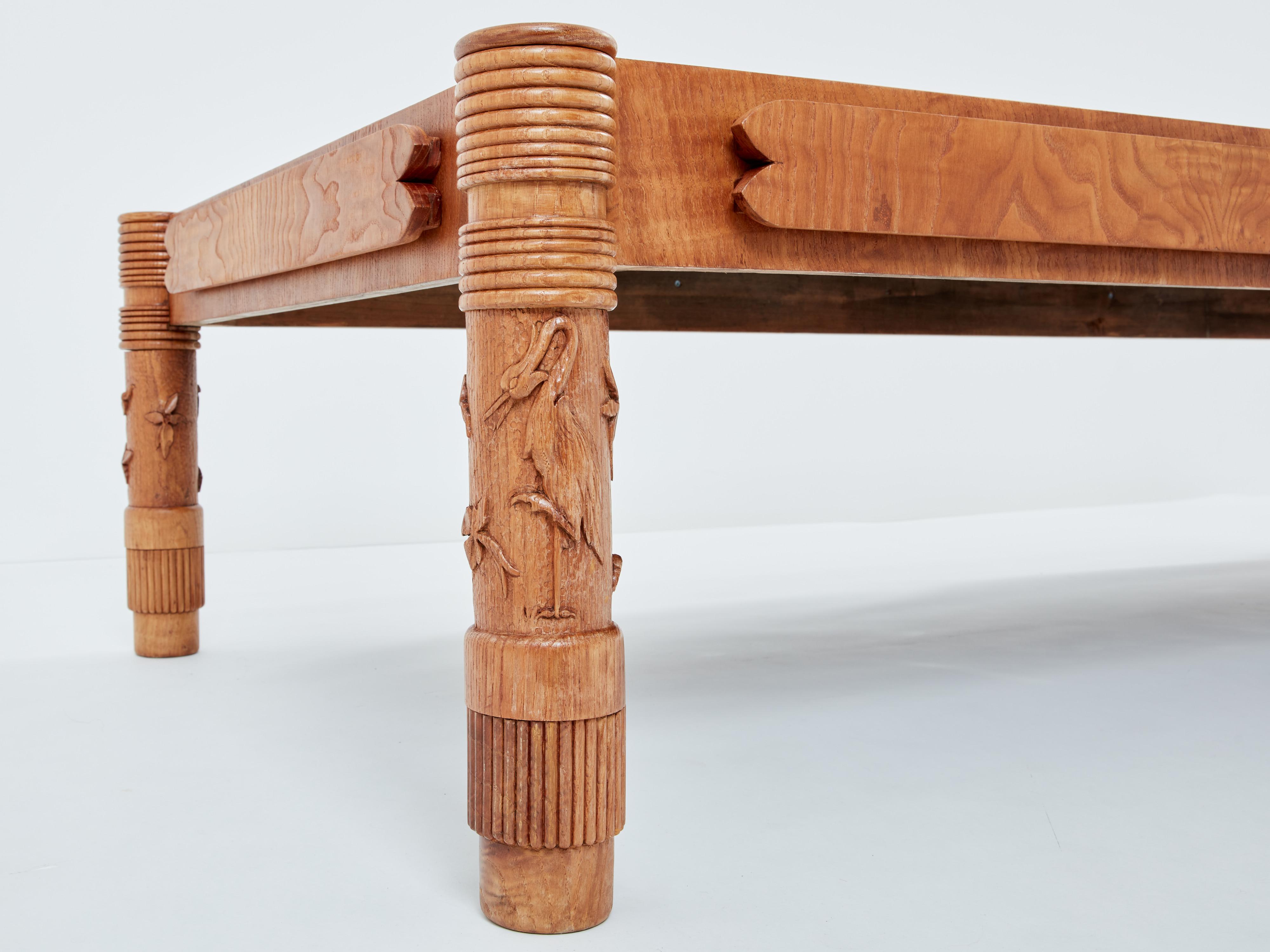Italian Pier luigi Colli large carved ashwood coffee table 1950  For Sale